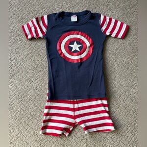 Hanna Andersson Kids Marvel Captain America Short Jams Pajama Set Sz 6-7